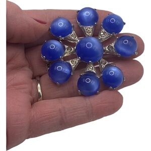 BEAUTIFUL Vintage Style Brooch with Blue Moonstones. PLEASE SEE VIDEO!